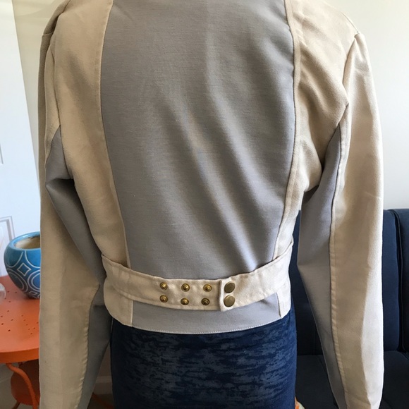 Cropped, cream motorcycle jacket size S - Picture 6 of 8